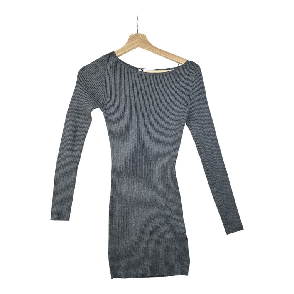 Zara Ribbed Long‎ Sleeve Sweater Dress size Medium Gray